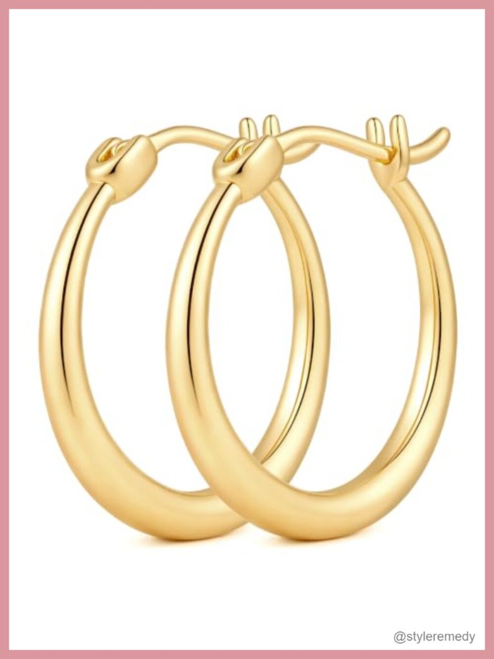 14K Gold Plated Chunky Hoop Earrings Women 20mm 25mm Tapered